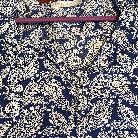 Solitaire Boho Tunic Top XL in EUC. Navy and Cream. - Picture 4 of 7